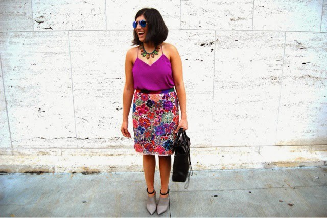 ATF Tibi Cami, Anthropologie Skirt, Vince Armon Mules