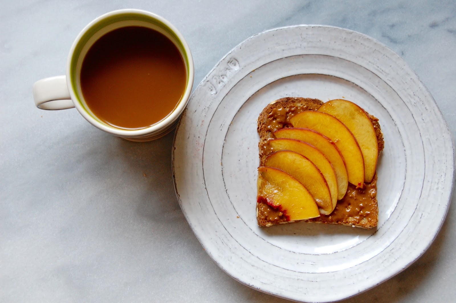 A2F Peach and Biscoff toast and Coffee