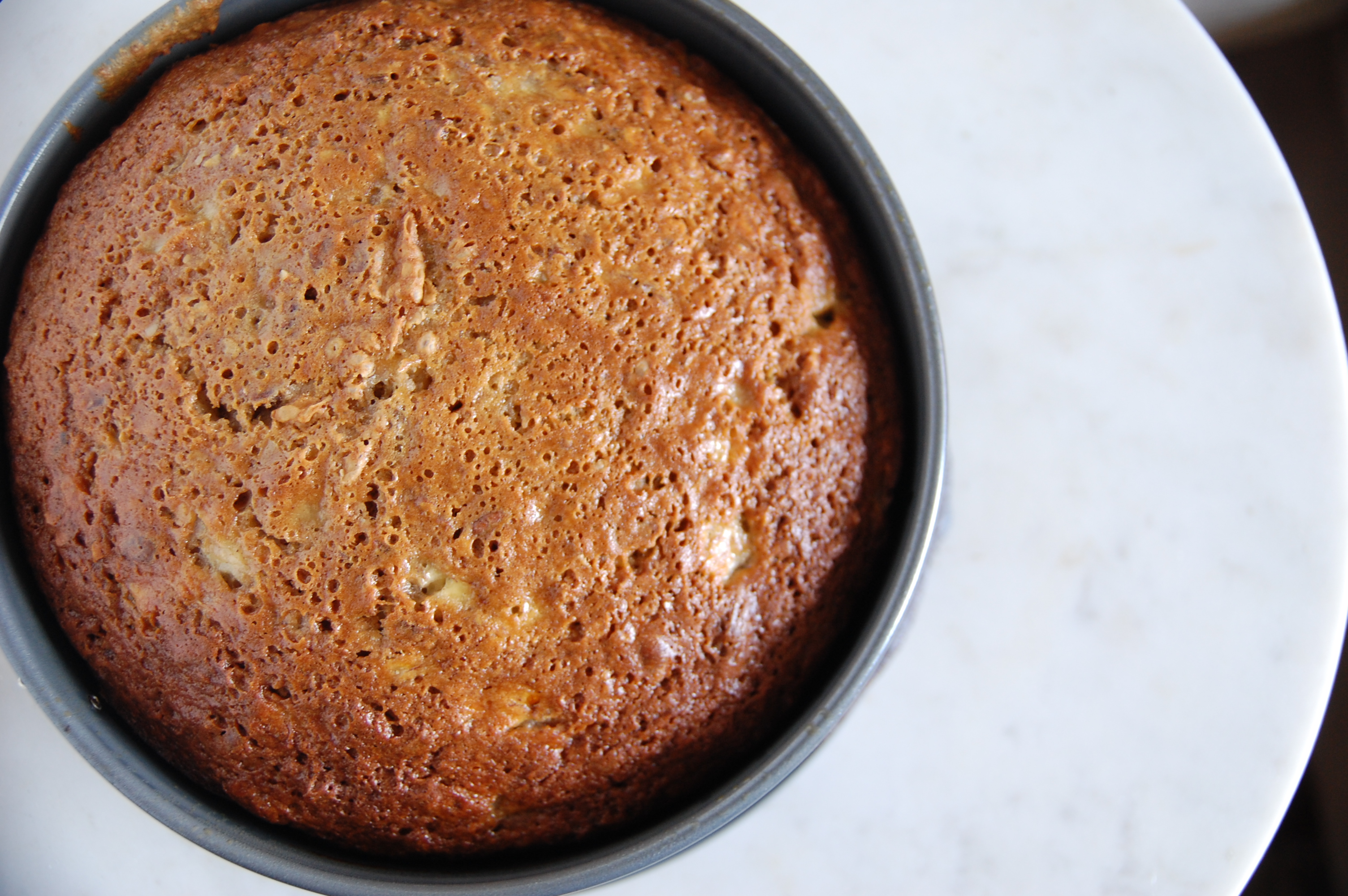 A2F Banana Nut Cake out of oven