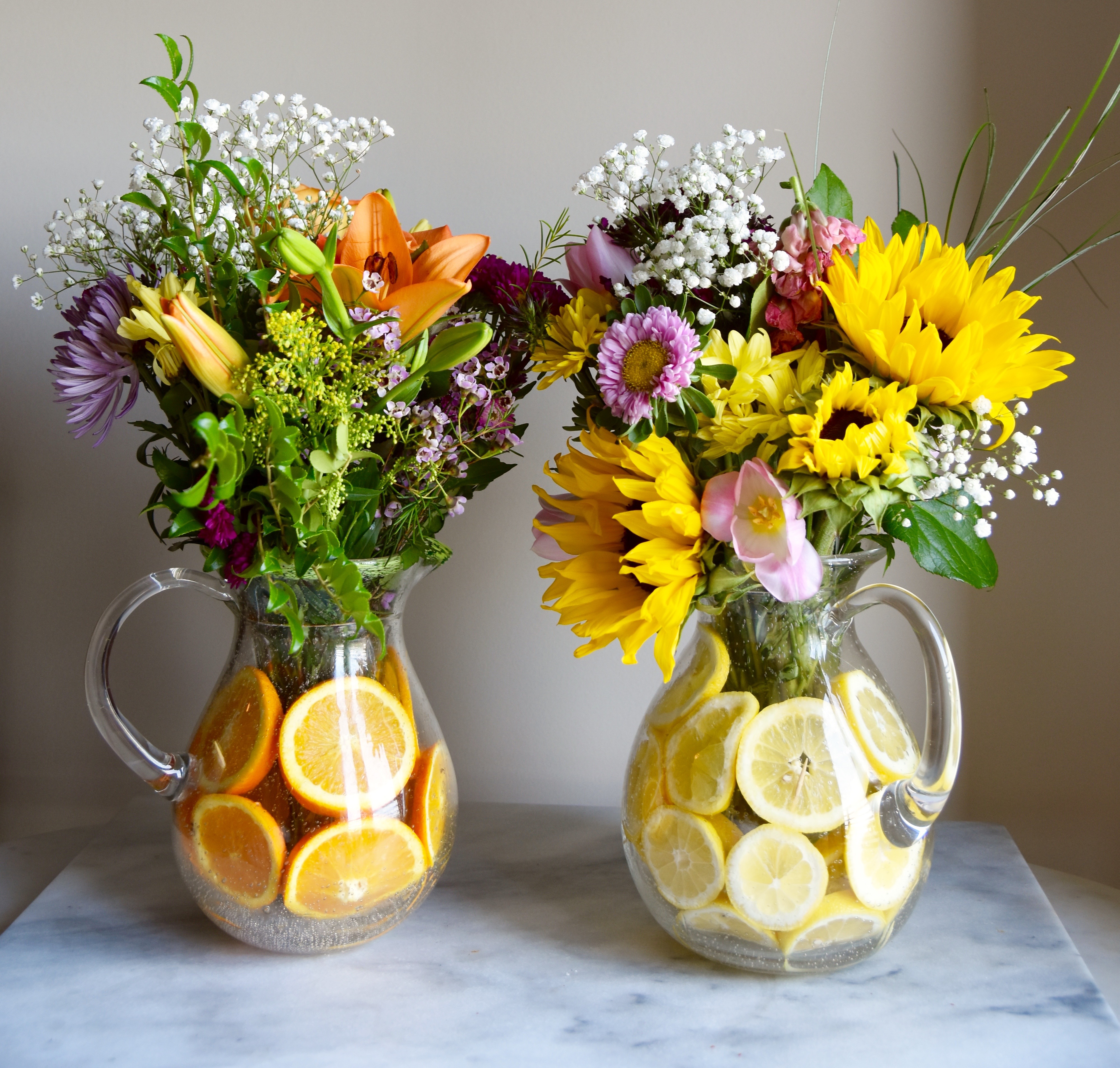 A2F Mothers Day Vases with Lemons and Oranges in the base