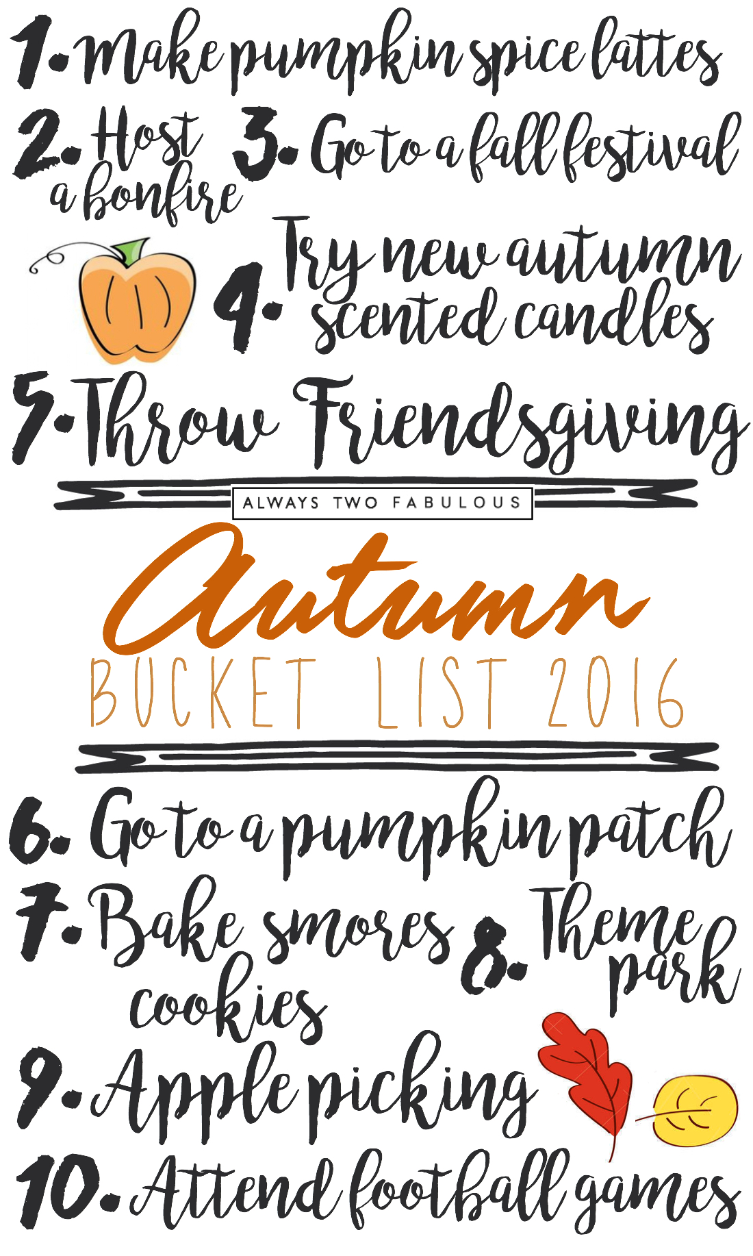 A2F 2016 Autumn Bucket List