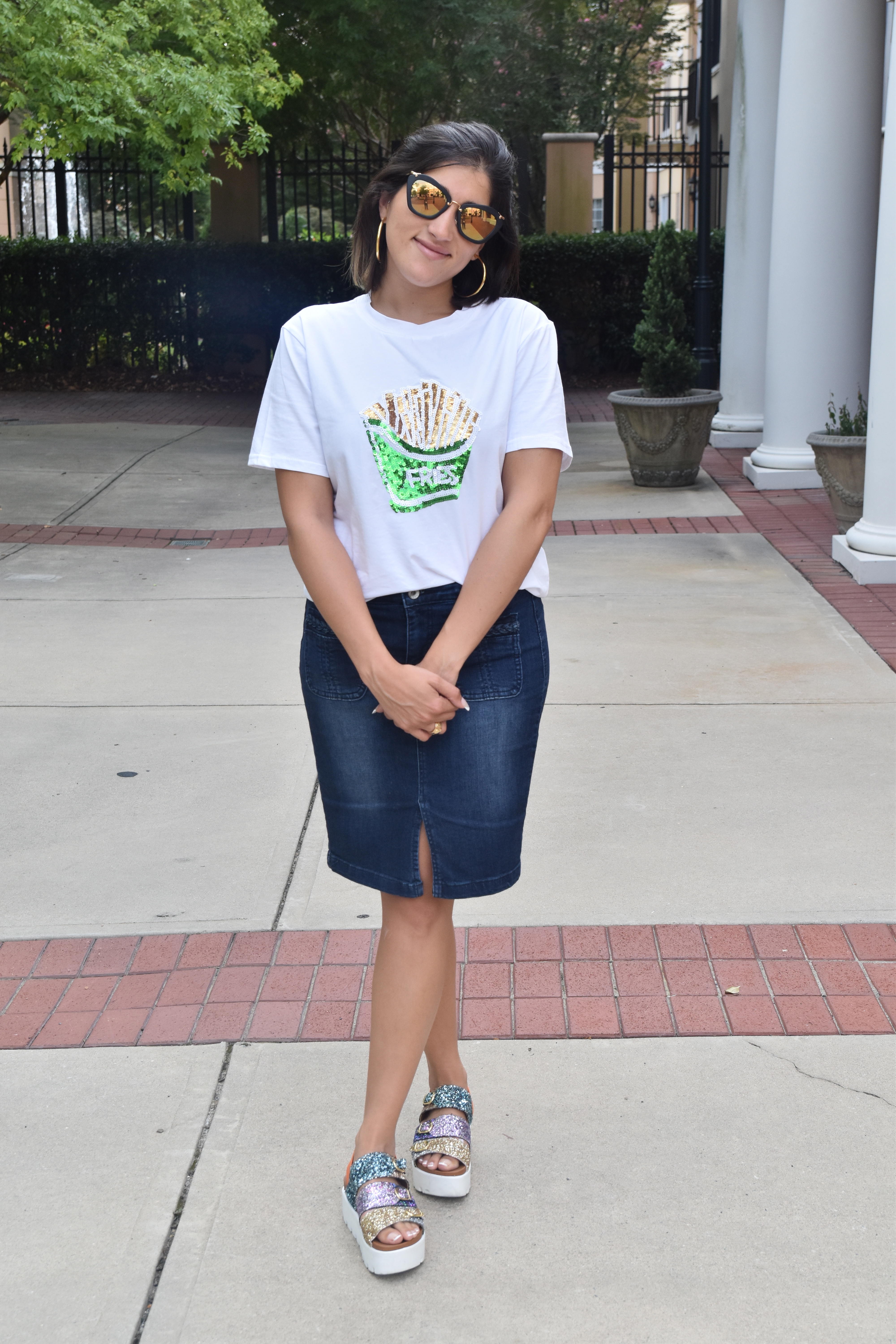 A2F Fries Tee with Denim Skirt