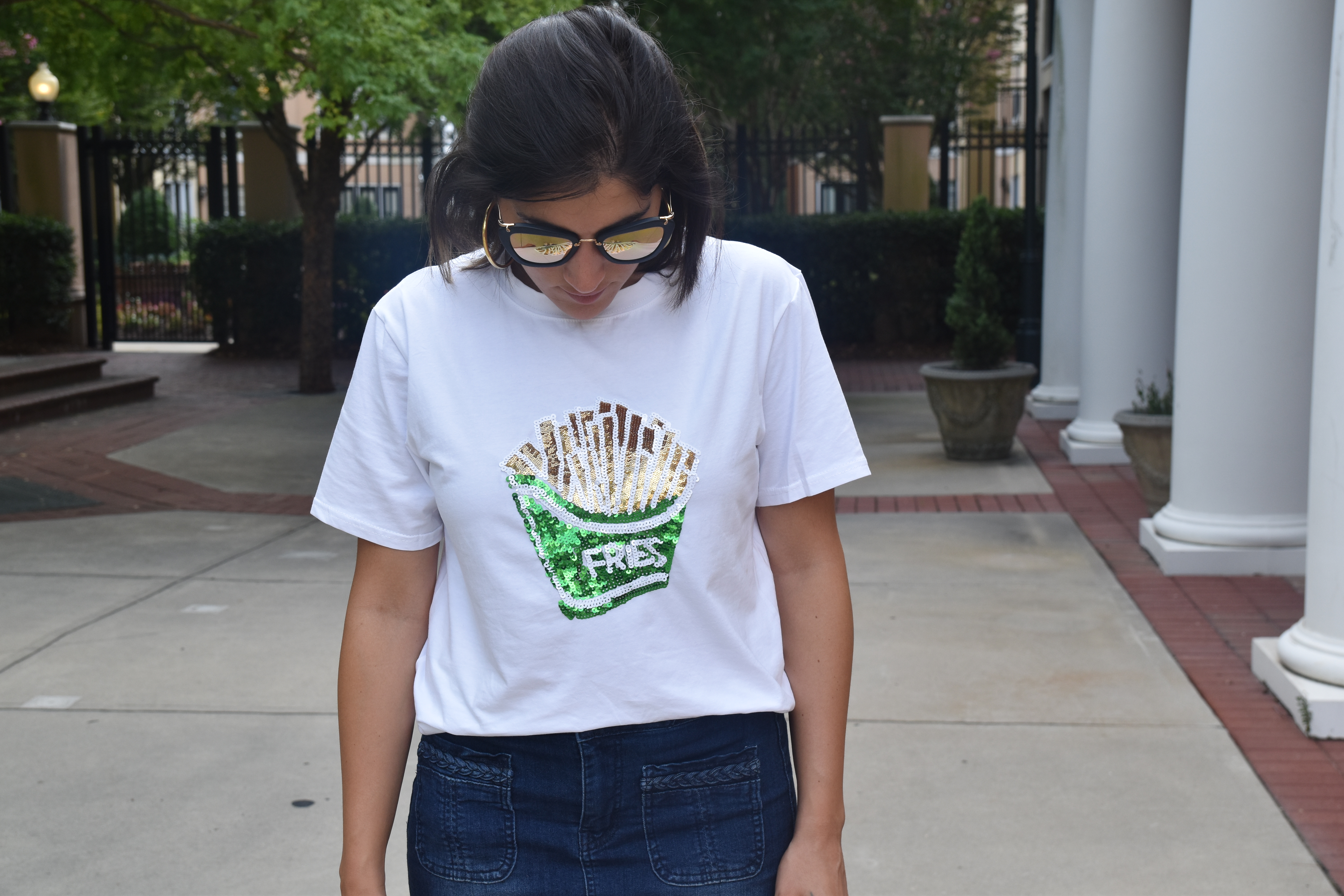 A2F Fries Tee with Denim Skirt