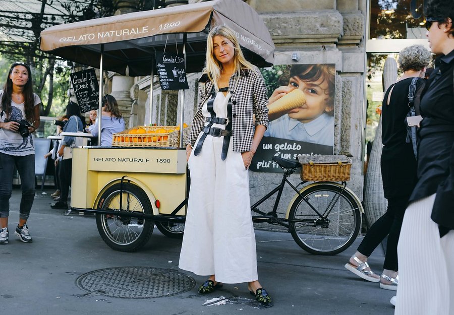 A2F Milan Street Style Ada Kokosar in Alberta Ferretti