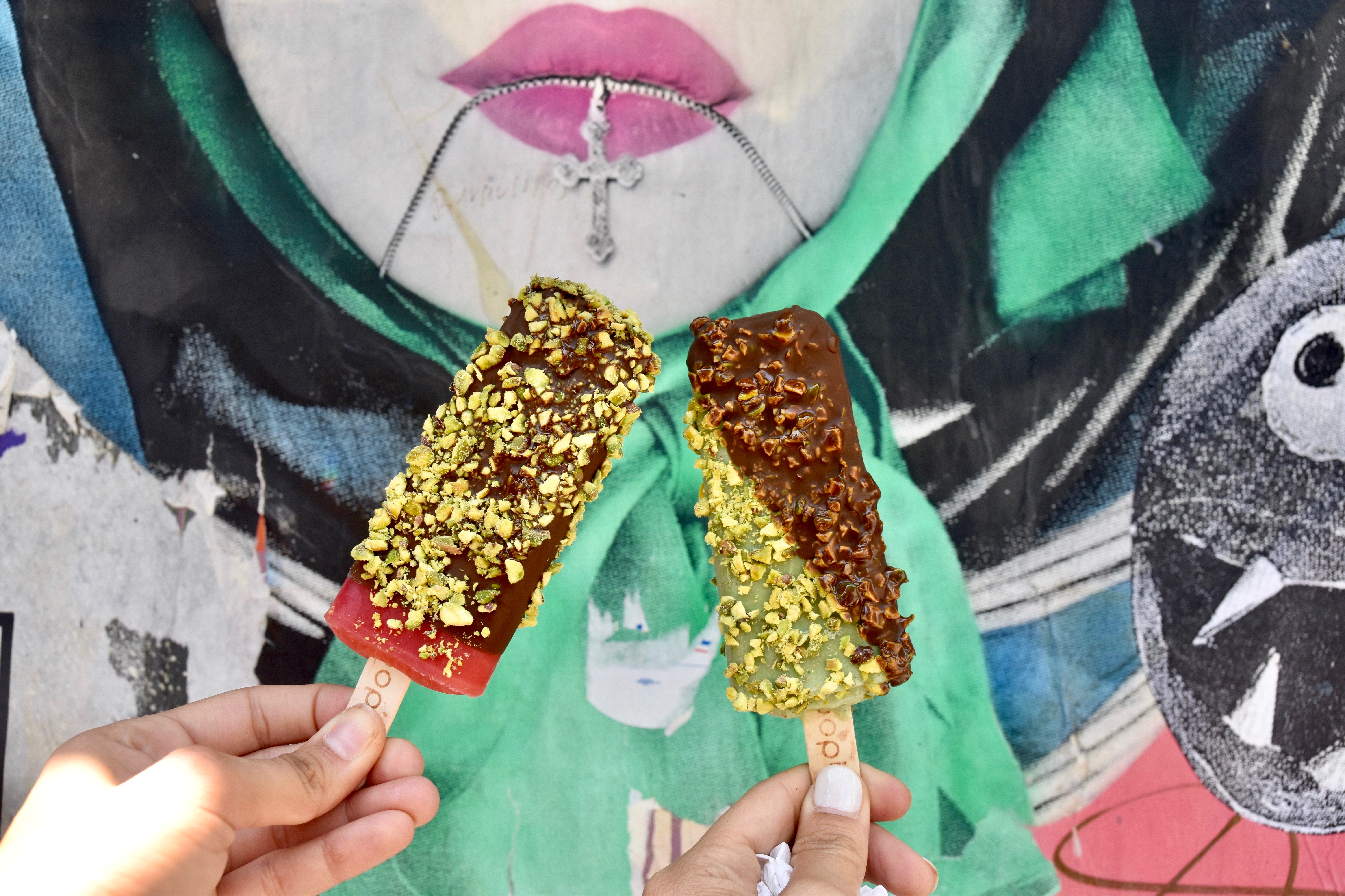 PopBar in NYC with pistachio and dark chocolate