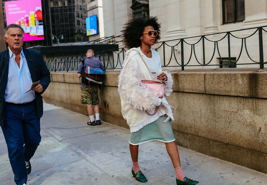 A2F New York Street Style Loewe Bag & Gucci Shoes 