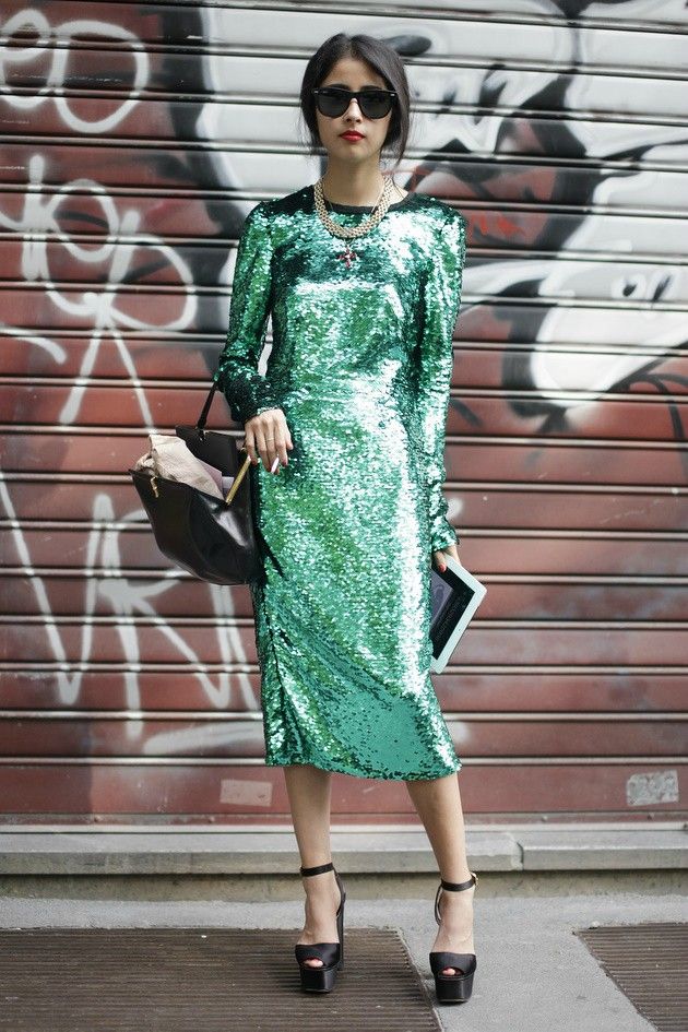 A2F Glitter Green Midi Dress