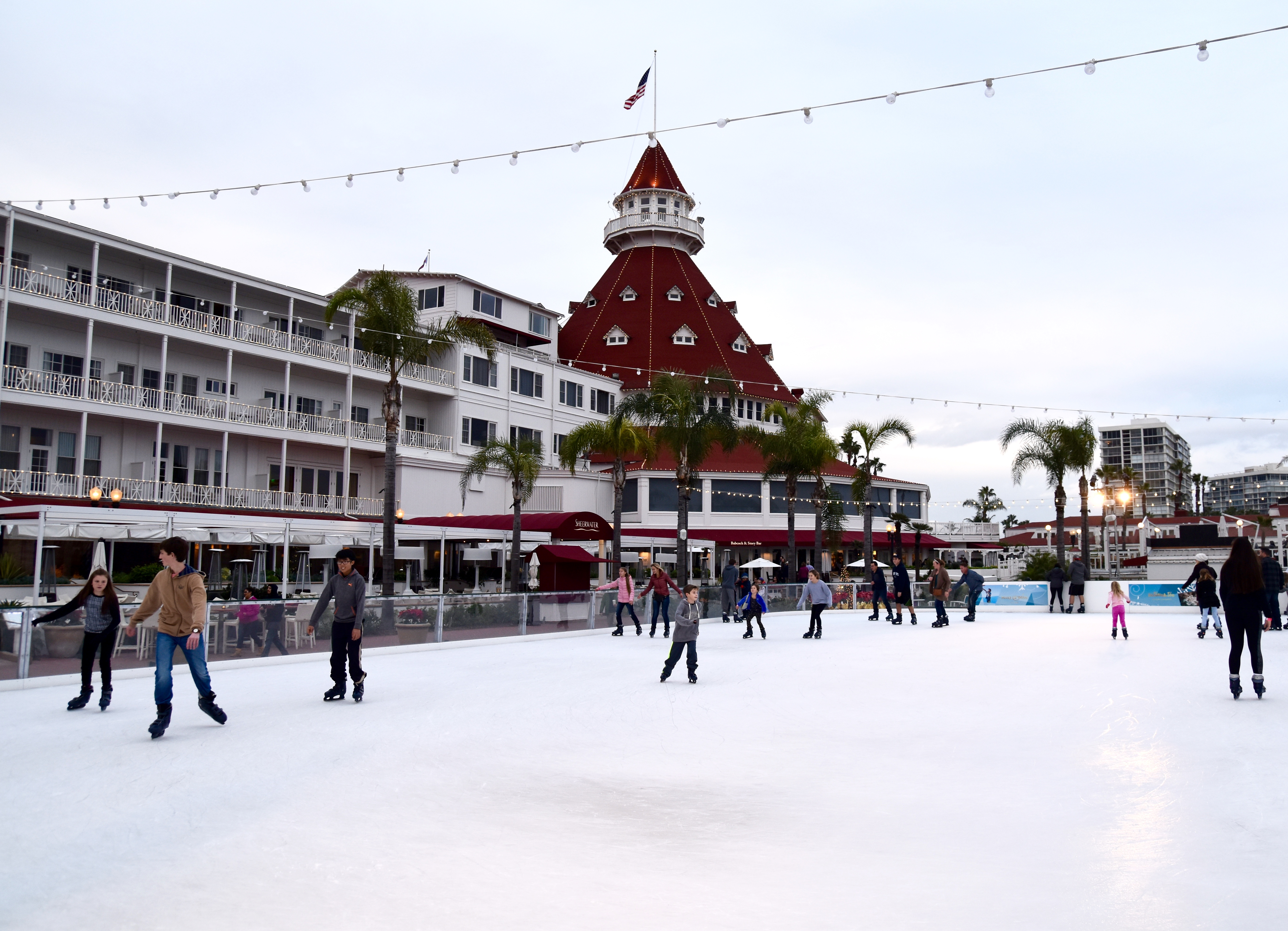 Hotel del Coronado ice skating on the beach