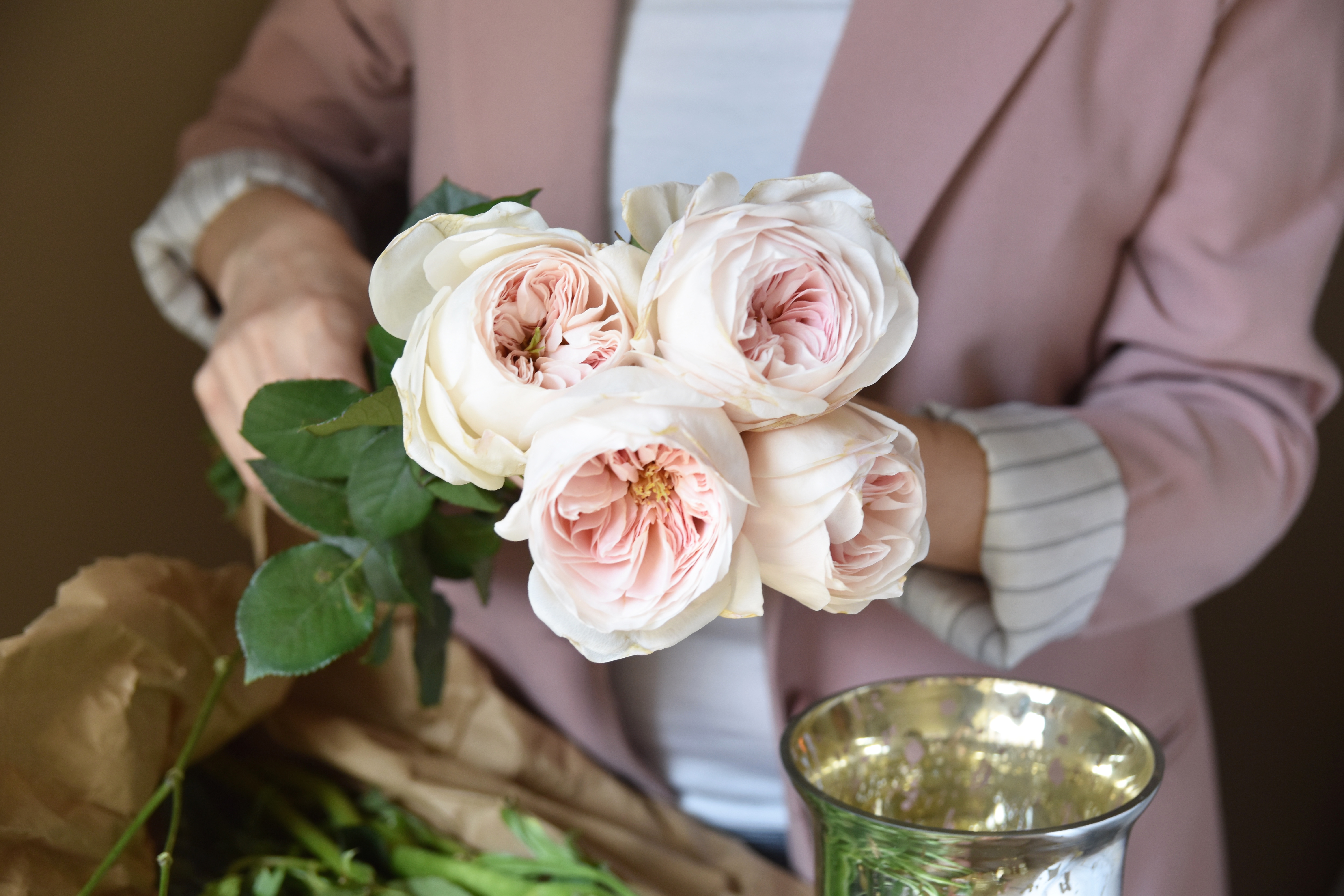 light pink English roses