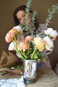 place flowers along with eucalyptus