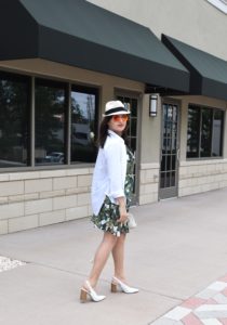 Shein dress, anthropologie jacket, rayban, fedora