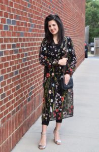 SheIn embroidered dress with Coach wedges