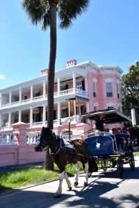 Pink house with carriage Charleston SC