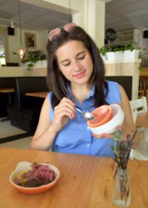 Dania eating grapefruit