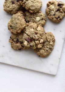 White chocolate cranberry pecan cookies