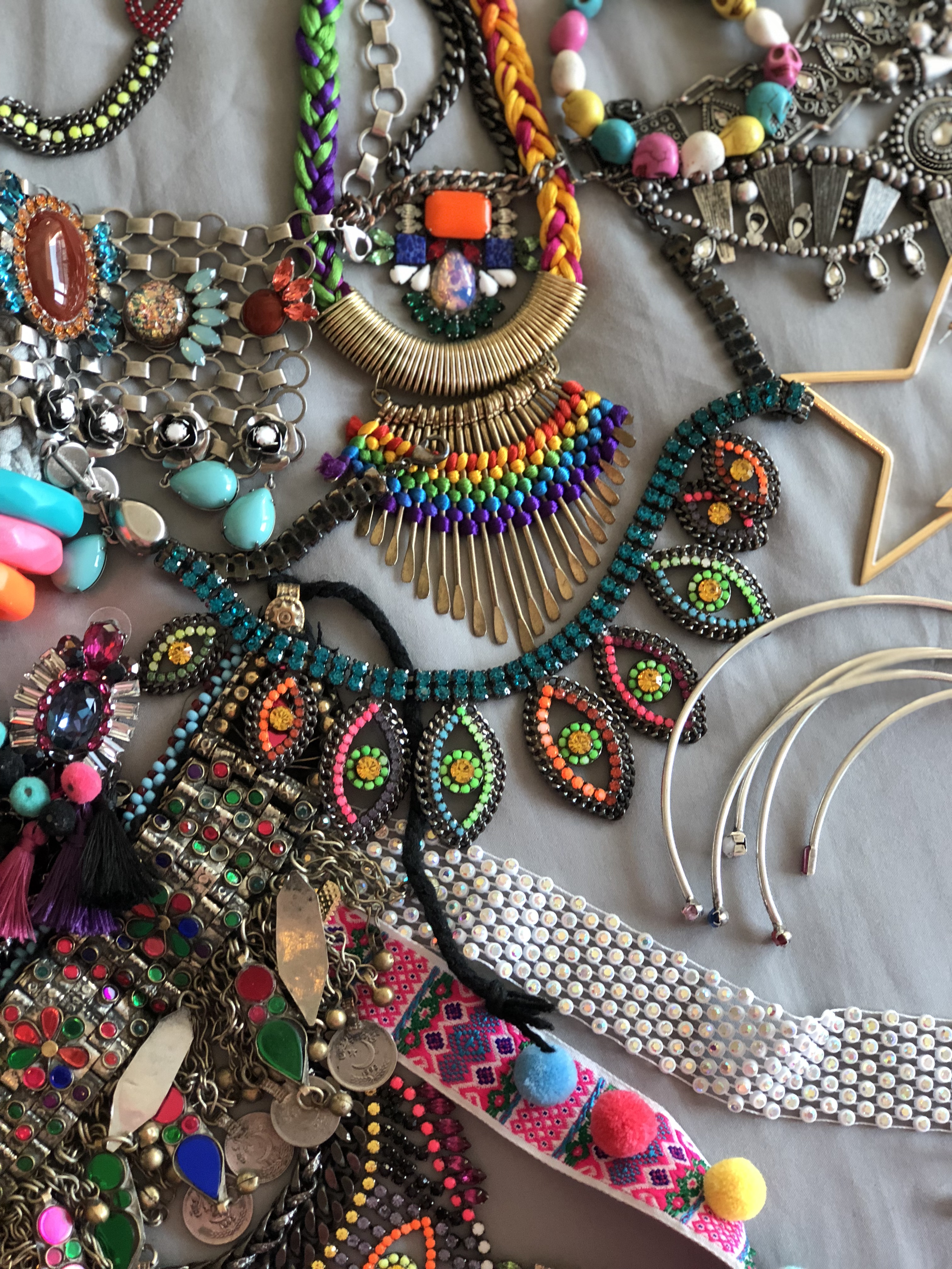 Assortment of colorful jewelry