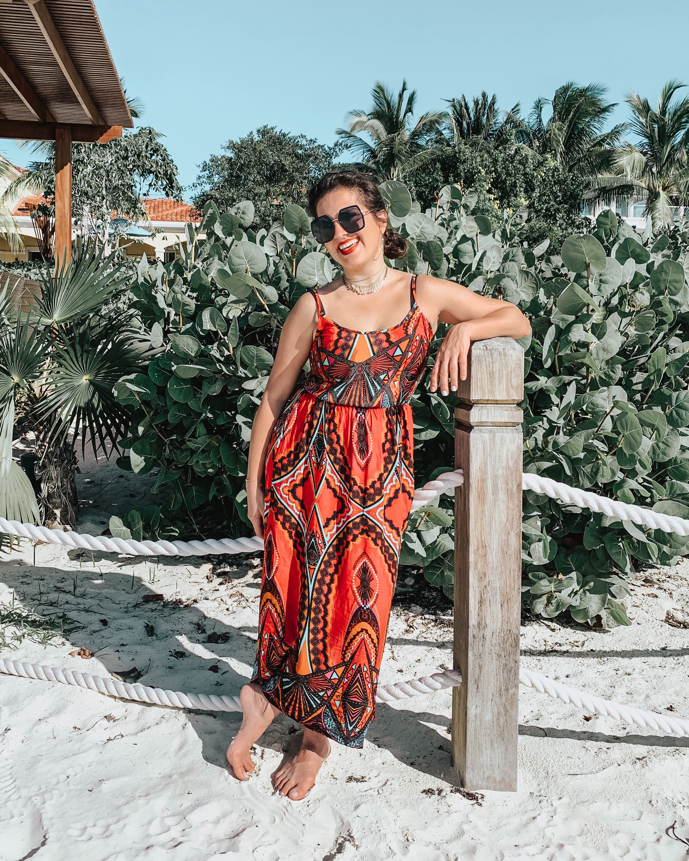 Dania wearing geo cover up